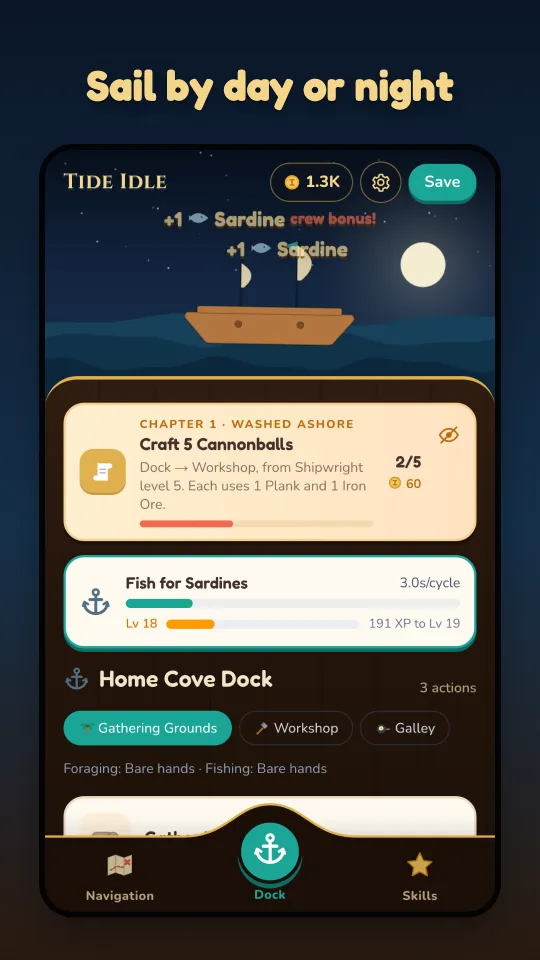 Sailing at night